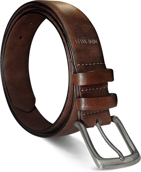 Nine West Men's Vegan Leather Brown Solid Classic Belt, Larg... - Image 2