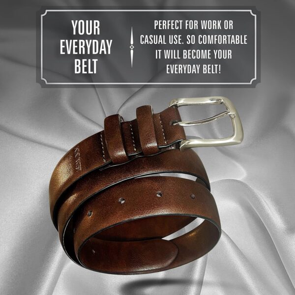 Nine West Men's Vegan Leather Brown Solid Classic Belt, Larg... - Image 3