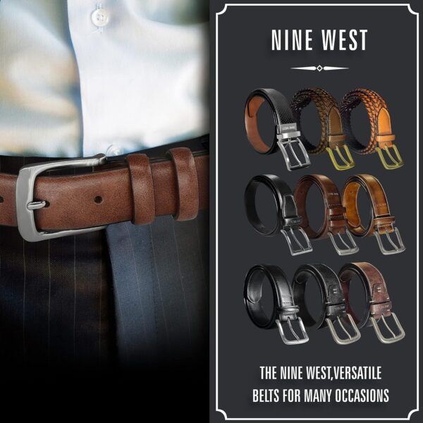 Nine West Men's Vegan Leather Brown Solid Classic Belt, Larg... - Image 6