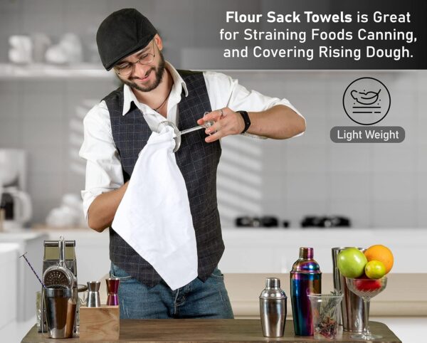 RUVANTI Flour Sack Towels 12 Pack 28 x 28 Inches, Ring Spun ... - Image 4