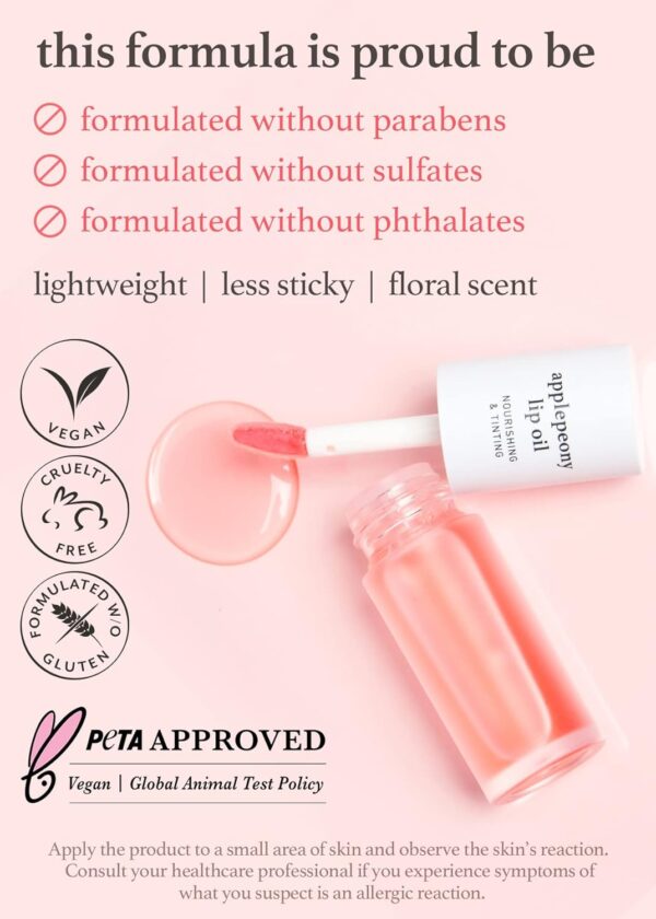 NOONI Korean Vegan Lip Oil - Applepeony, 0.12 Fl. Oz + Korea... - Image 5