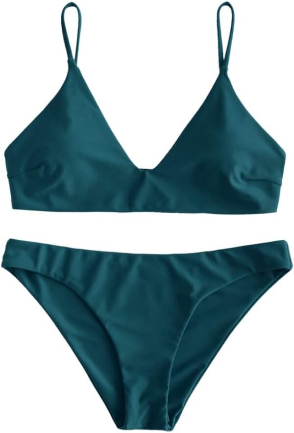 ZAFUL Women's Solid Spaghetti Strap Bralette Bikini Set Two ... - Image 2