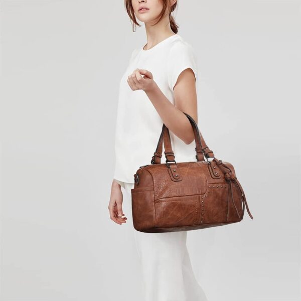 Dasein Women Soft Vegan Leather Barrel Bags Large Hobo Top H... - Image 7