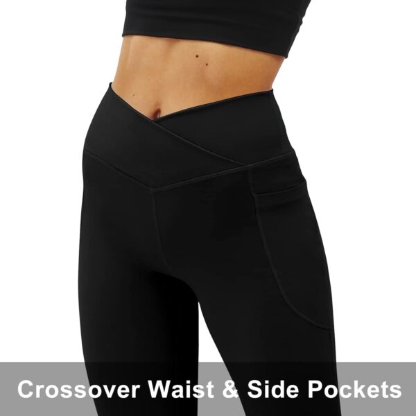 Women's Flare Yoga Pants with Pockets-V Crossover High Waist... - Image 4