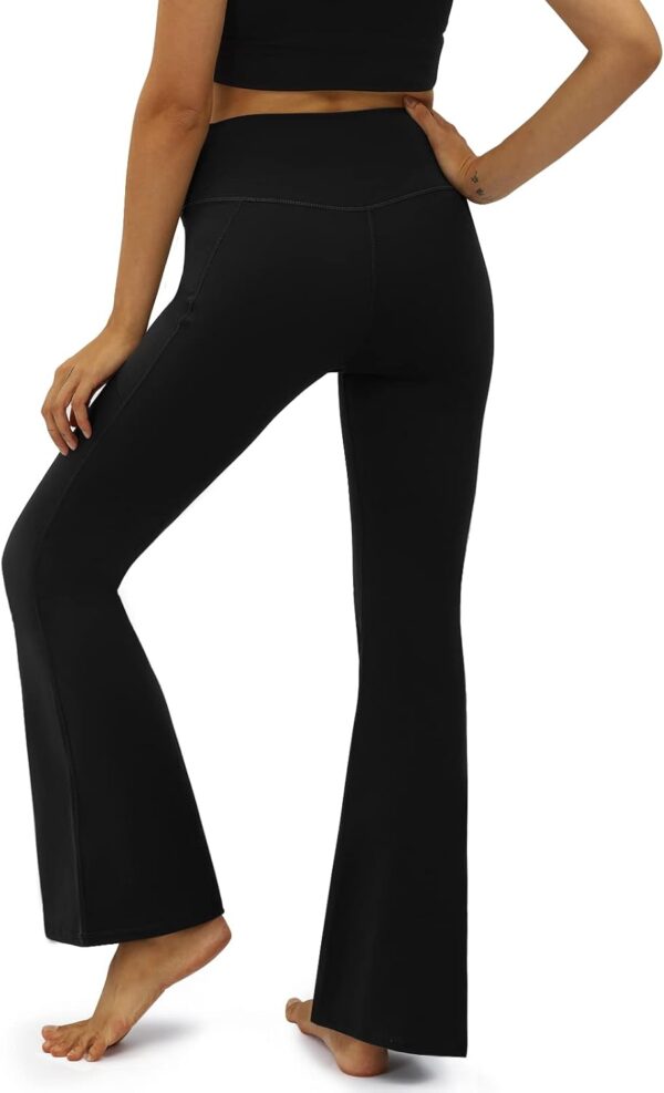 Women's Flare Yoga Pants with Pockets-V Crossover High Waist... - Image 3