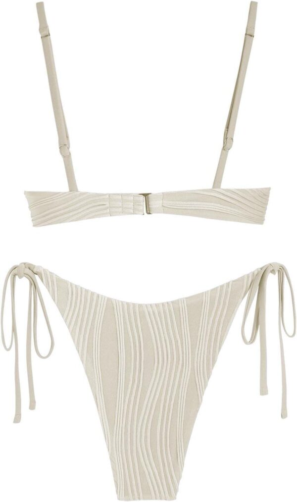 ZAFUL Women's Textured Underwire Bikini Set V Notch High Cut... - Image 4