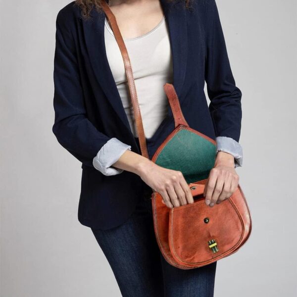 RUSTIC TOWN Leather Crossbody Satchel Bag Vintage Purses Han... - Image 7