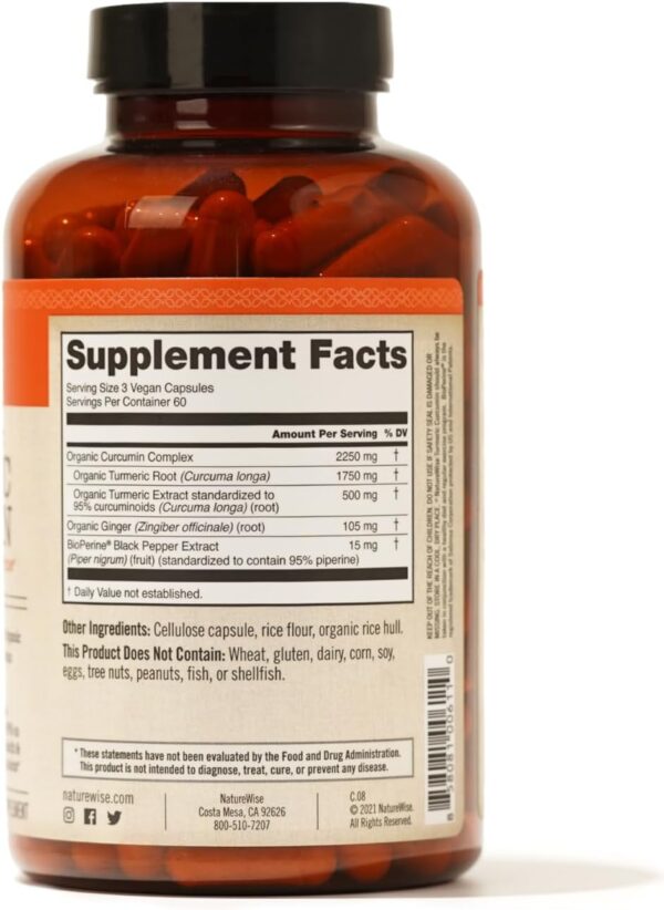 NatureWise Curcumin Turmeric 2250mg - 95% Curcuminoids & Bio... - Image 10