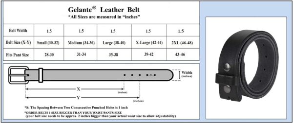 Gelante Genuine Full Grain Leather Belt Strap without Belt B... - Image 6