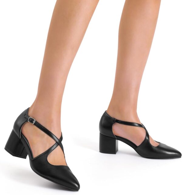 DREAM PAIRS Women's Chunky Heels Dress Pumps Closed Pointed ... - Image 7
