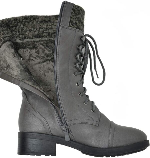 DREAM PAIRS Women's Winter Lace up Mid Calf Combat Riding Mi... - Image 6