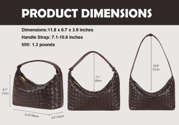 Vegan Leather Woven Tote Handbag, Top-handle Shoulder Bag, W... - Image 4