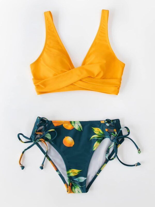 CUPSHE Women's Bikini Swimsuit Front Cross Lace Up Two Piece... - Image 6