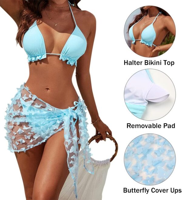 Blooming Jelly Womens 3 Piece Swimsuits Triangle Halter Thon... - Image 6