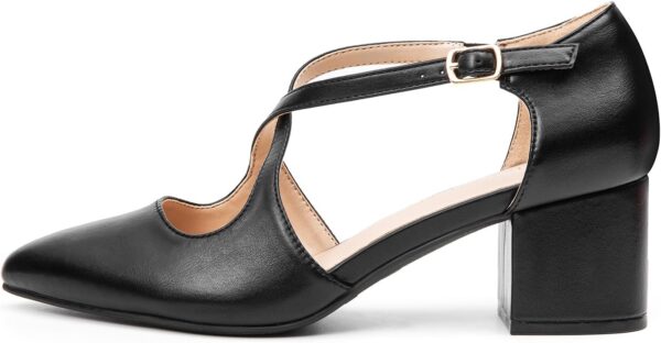 DREAM PAIRS Women's Chunky Heels Dress Pumps Closed Pointed ... - Image 3