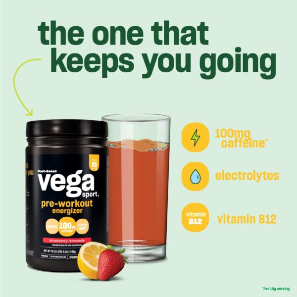 Vega Sport Pre-Workout Energizer, Strawberry Lemonade - Pre ... - Image 6
