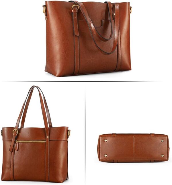 Kattee Genuine Leather Women Tote Bag Soft Handbags Vintage ... - Image 6