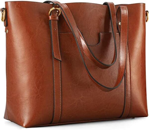 Kattee Genuine Leather Women Tote Bag Soft Handbags Vintage ... - Image 2
