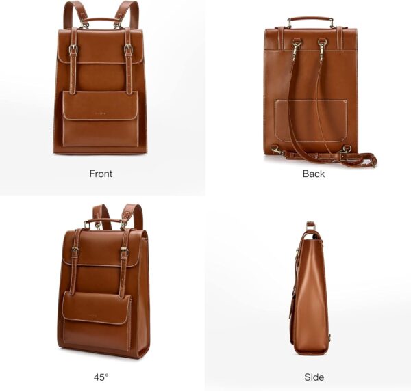 ECOSUSI Laptop Backpack for Women PU Leather Backpack Vintag... - Image 7