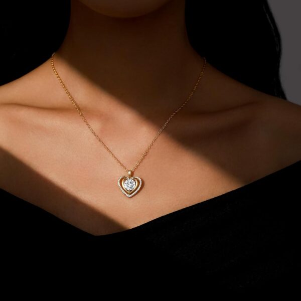 Heart Pendant Gold Necklace for Women Moissanite Lab-Created... - Image 3