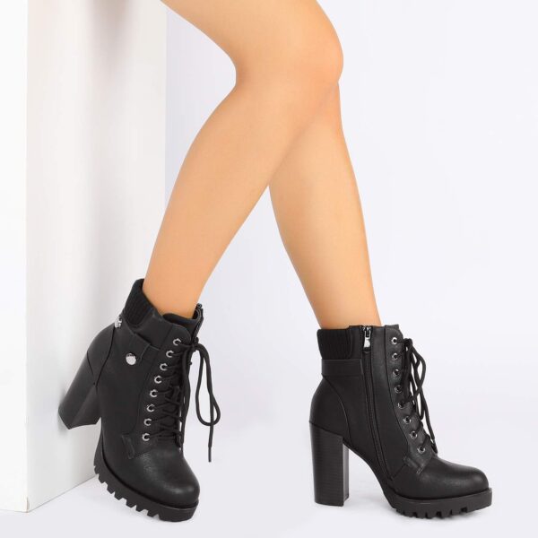 DREAM PAIRS Women's Lace up Combat Ankle Boots High Chunky H... - Image 5