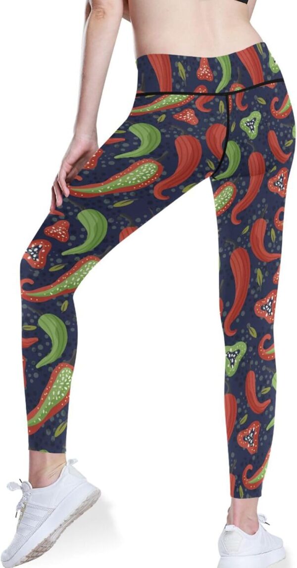 KLL Hot Spicy Food Vegan Cartoon Yoga Pants for Womens Runni... - Image 4