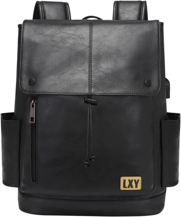 LXY Leather Laptop Backpack Women Vintage Travel Computer Ba... - Image 2
