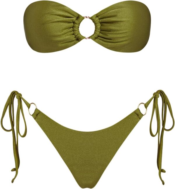 VOLAFA Women's Triangle Bikini Sets Bandeau O Ring Strapless... - Image 2