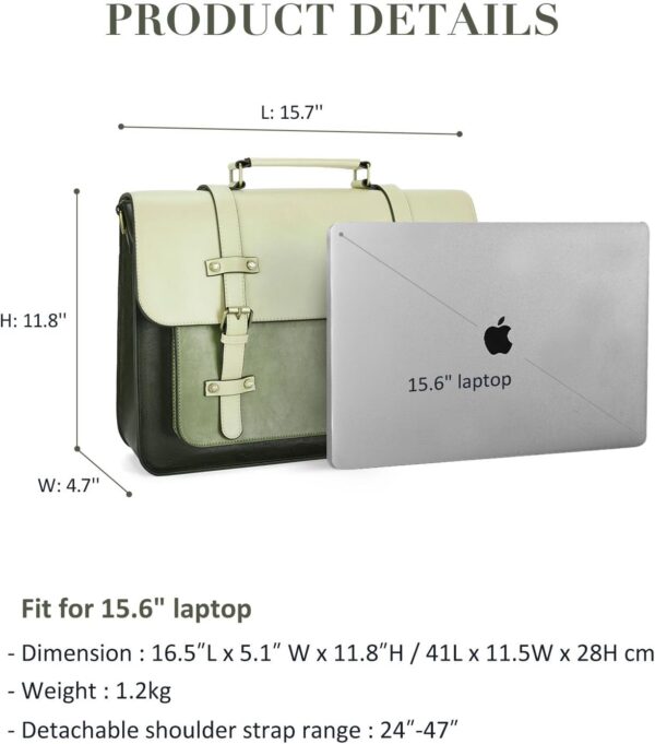 ECOSUSI Laptop Bag for Women Vegan Leather Messenger Bag Fas... - Image 7