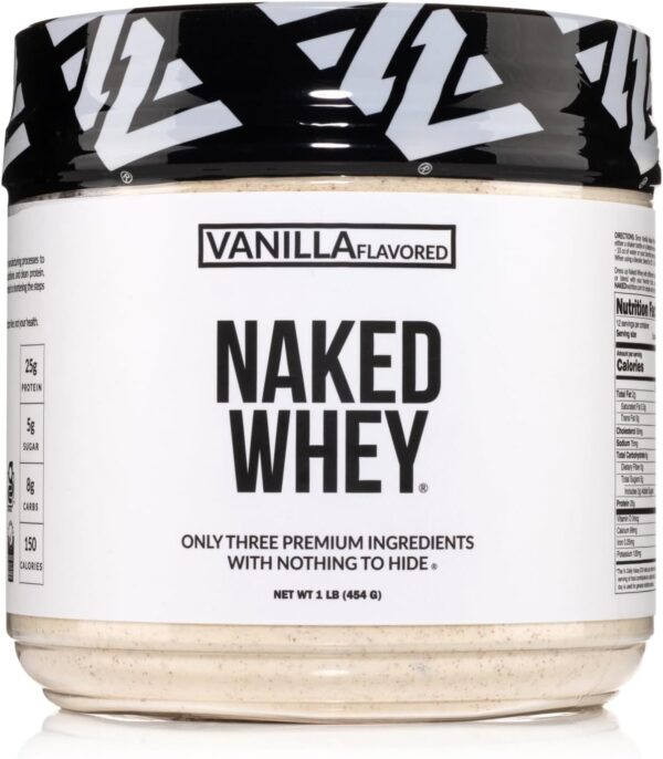 Naked Vanilla Whey Protein 1Lb, Only 3 Ingredients, All Natu... - Image 2
