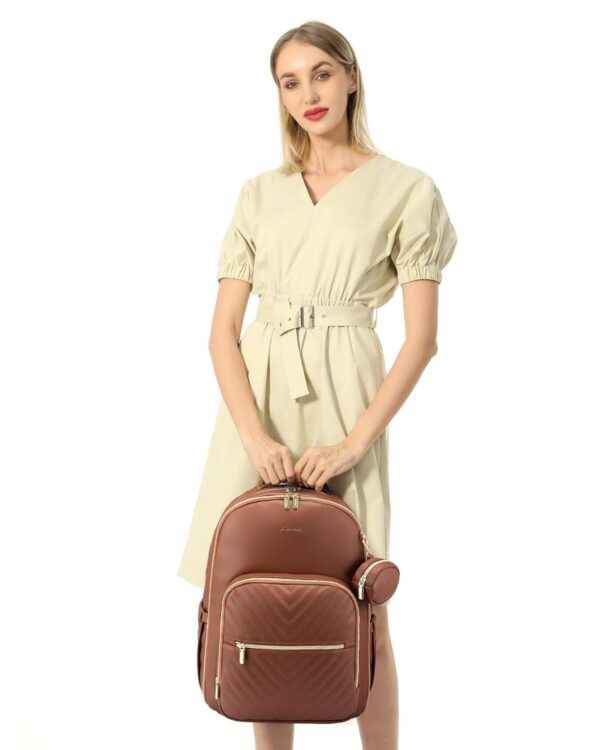 LOVEVOOK Leather Diaper Bag Backpack, Quilted Baby Bag with ... - Image 7