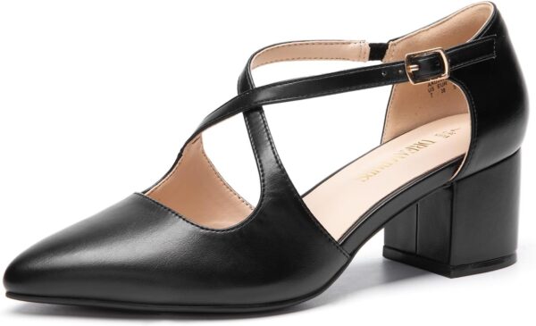 DREAM PAIRS Women's Chunky Heels Dress Pumps Closed Pointed ... - Image 2