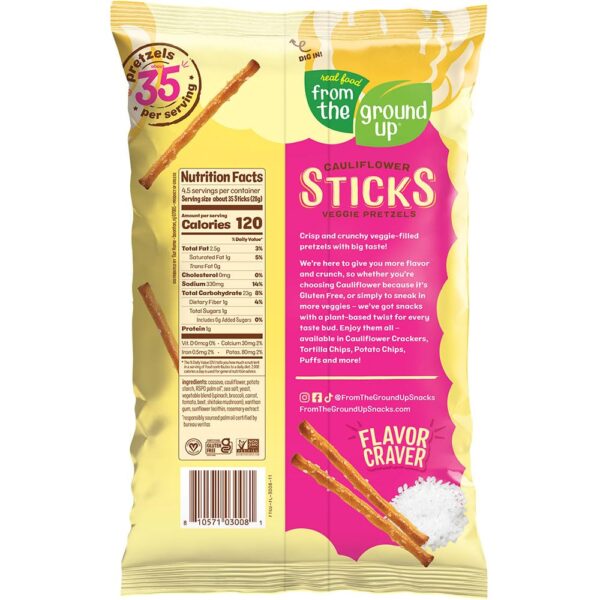 Real Food From The Ground Up Vegan Cauliflower Pretzels, Glu... - Image 3