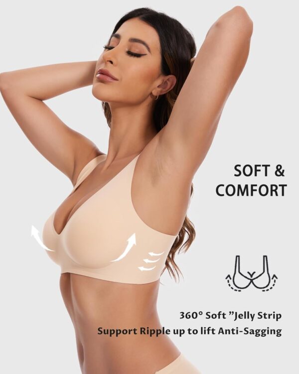 Vinfact Deep V Bras for Women No Underwire Buttery Soft Wire... - Image 6