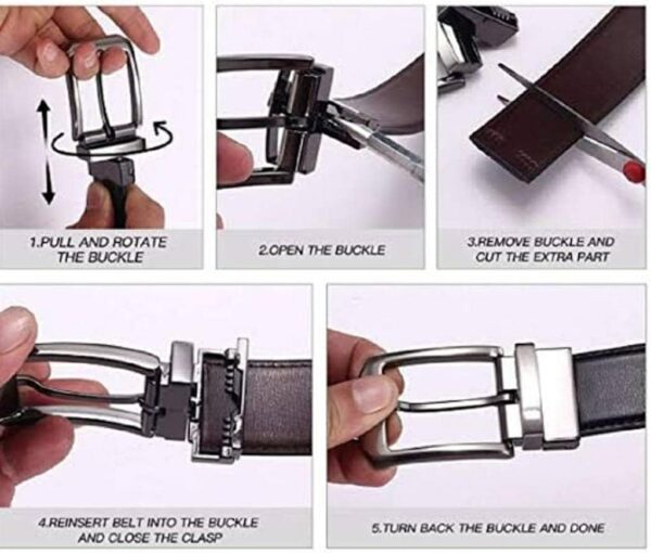 Mens Vegan Leather Reversible Formal Belt - SIBAGO18, Black,... - Image 7