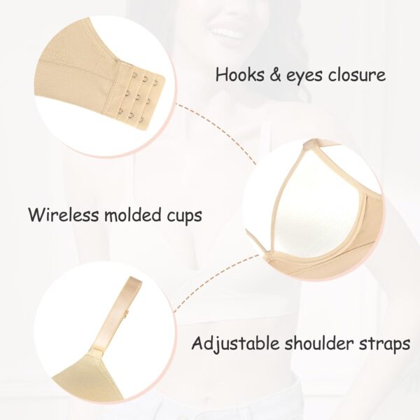 Eleplus 3 Pieces Deep V Wireless Bras for Women Seamless Com... - Image 6