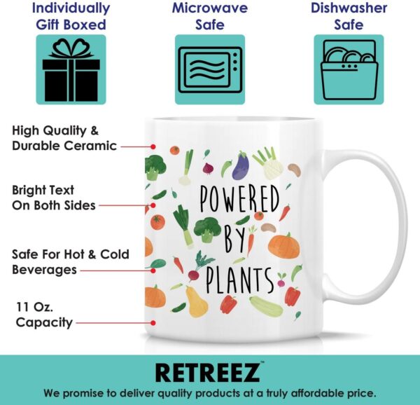 Retreez Funny Mug - Powered By Plants Vegan Vegetarian 11 Oz... - Image 4