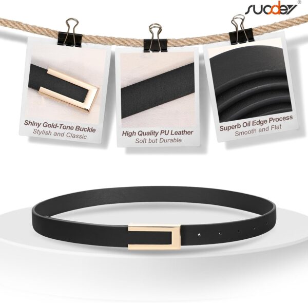 SUOSDEY Women Leather Belts for Dress Jeans Belt with Gold B... - Image 5