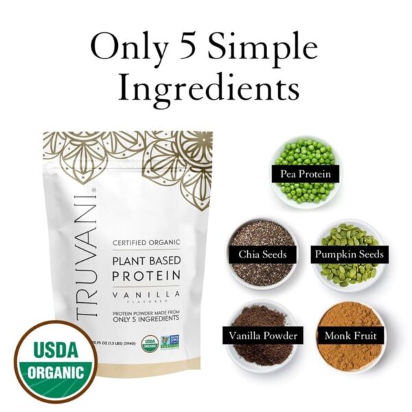 Truvani Vegan Pea Protein Powder | Vanilla | 20g Organic Pla... - Image 6