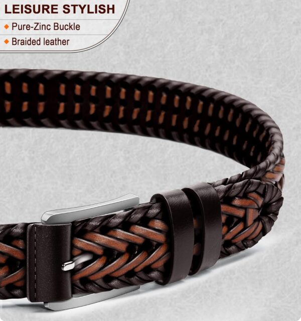 BULLIANT Mens Belts,Leather Woven Braided Belts for Gift Men... - Image 3