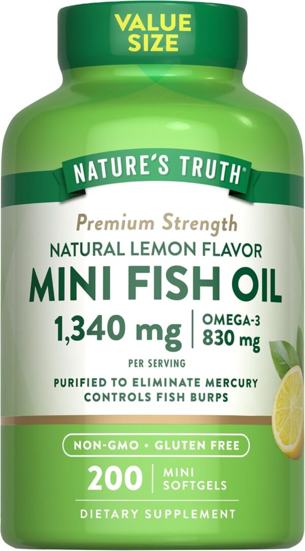 Nature's Truth Fish Oil Omega 3 | 1340 mg | 200 Mini Softgel... - Image 2