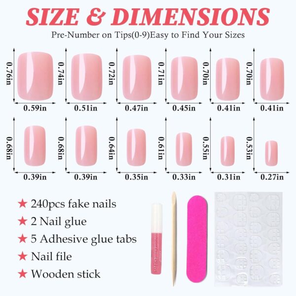 LoveOurHome 240pc Square Press on Nails Short Fake Nails Nud... - Image 3