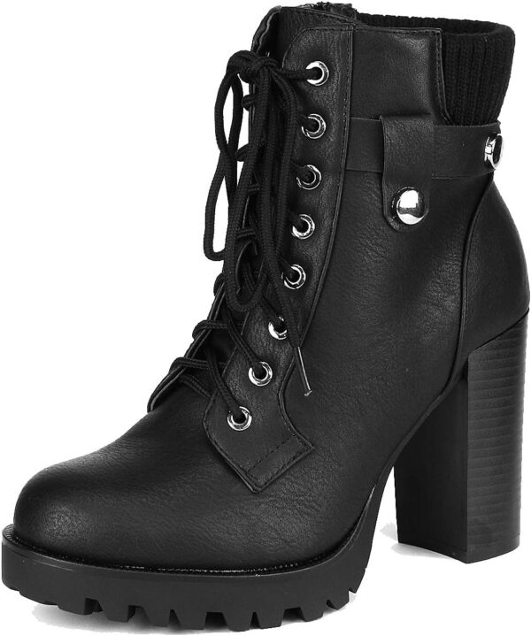 DREAM PAIRS Women's Lace up Combat Ankle Boots High Chunky H... - Image 2