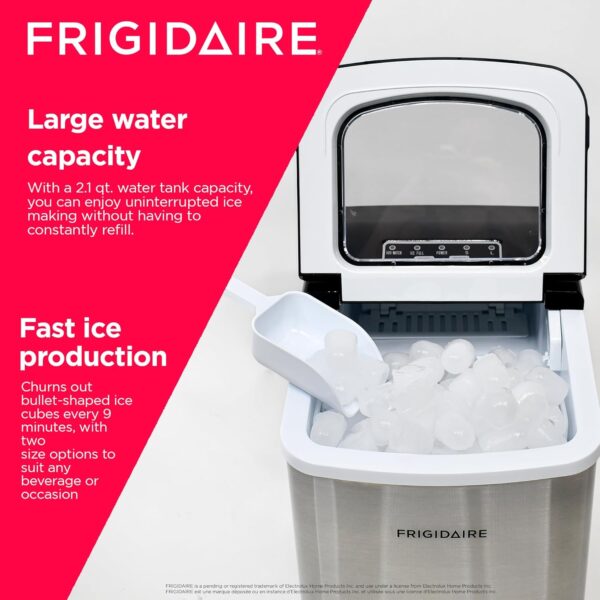 Frigidaire Compact Countertop Ice Maker, Makes 26 Lbs. of Bu... - Image 5