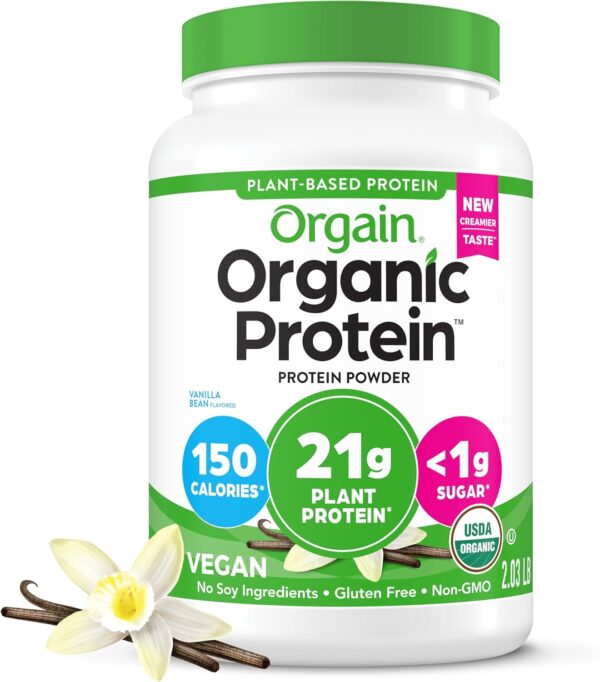 Orgain Organic Vegan Protein Powder, Vanilla Bean - 21g Plan... - Image 2