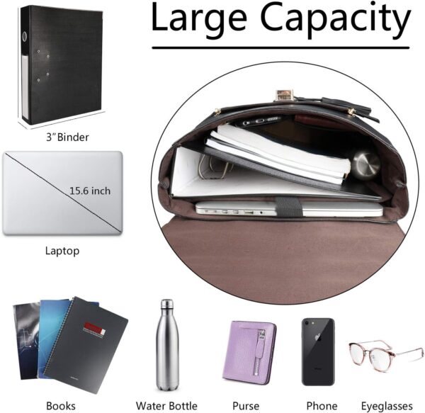 ESTARER Upgraded Version Women PU Leather Backpack 15.6 Inch... - Image 4