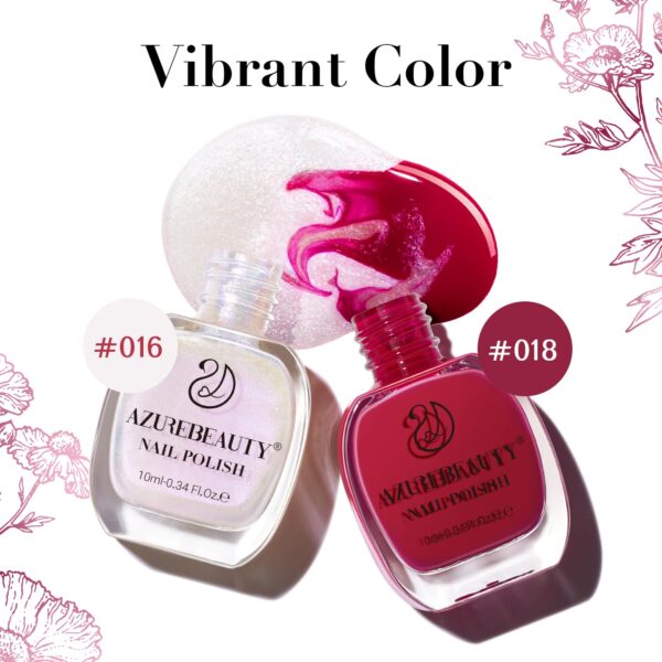 AZUREBEAUTY Valentine Nail Polish Set,Glitter Pearl & Raspbe... - Image 7