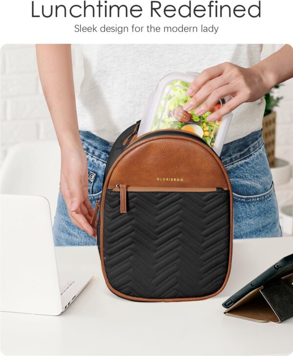 Insulated Lunch Box Bag for Women - Adult Vegan Leather Ligh... - Image 3