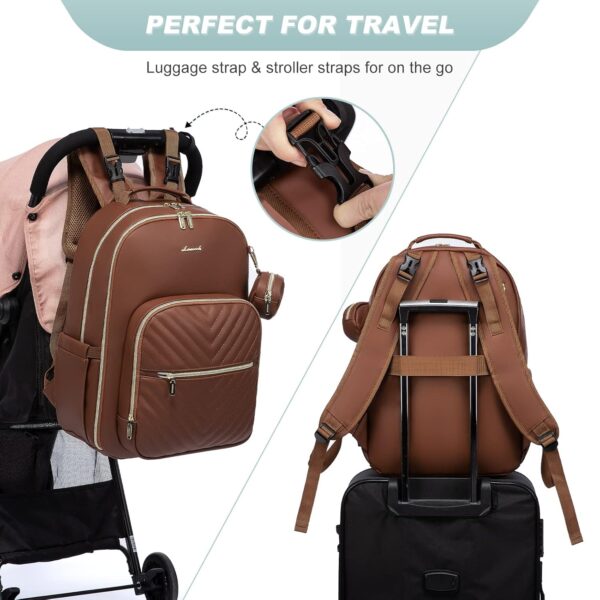 LOVEVOOK Leather Diaper Bag Backpack, Quilted Baby Bag with ... - Image 5