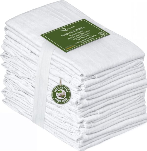 RUVANTI Flour Sack Towels 12 Pack 28 x 28 Inches, Ring Spun ... - Image 9